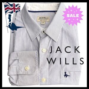 🌞Jack Wills Blue/White Striped Fine Cotton Chest Pocket Button Up Shirt (M)